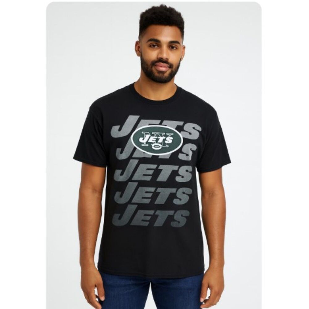 NFL New York Jets T Shirt Team Apparel Black Tee EUC Mens Size XL